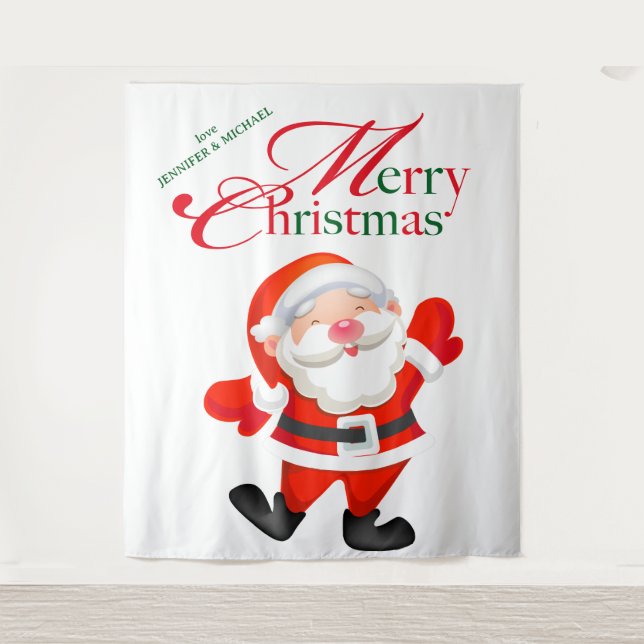 Tapiz Merry Christmas Love Funny Santa Backdrop (Anverso)
