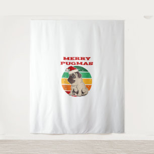 Tapiz Merry Pugmas, Funny Pug, Perro Navidad, Navidades