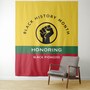 Tapiz Mes de la Historia Negra Texto Curvo Afroamericano