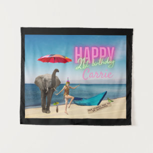 Tapiz Mesa de Arte Alterado para Cumpleaños 21 de Bailar