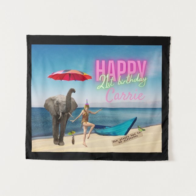 Tapiz Mesa de Arte Alterado para Cumpleaños 21 de Bailar (Anverso (horizontal))