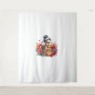 Tapiz Messy Bun Skeleton Cute cachorro Perros Amantes de