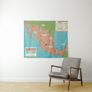 Tapiz México - mapa mural del Título-Foco