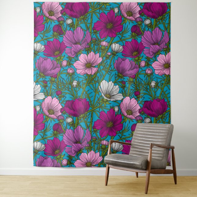 Tapiz Mezcla de cosmos en azul (In situ)