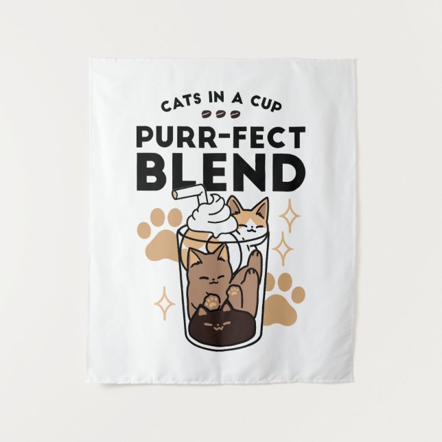 Tapiz Mezcla perfecta: arte de gato y café para amantes  (Anverso)