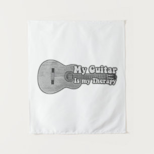 Tapiz Mi guitarra es mi terapia. guitarra negra y blanca
