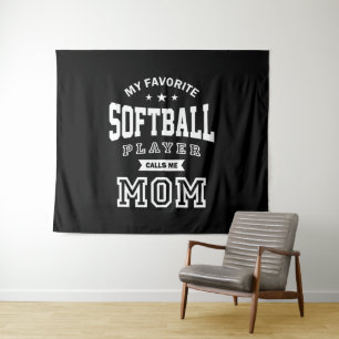 Tapiz Mi jugador favorito de Softball me llama mamá