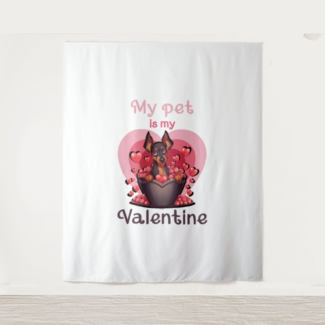 Tapiz Mi mascota es mi Valentine, no 25 camisetas clásic (Anverso)