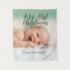 Tapiz Mi primera foto de bebé navideña añada nombre año