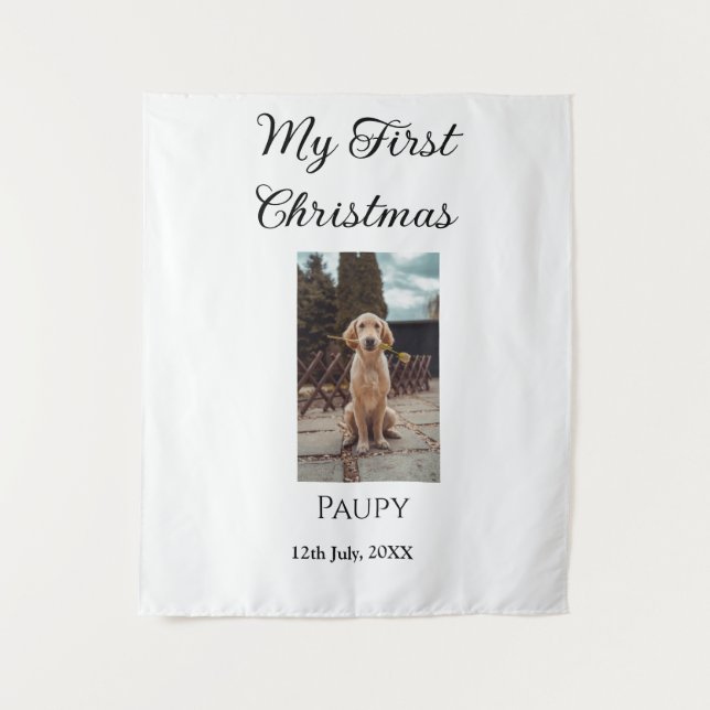 Tapiz Mi primera Navidad añadir mascota nombre gato año  (Anverso)