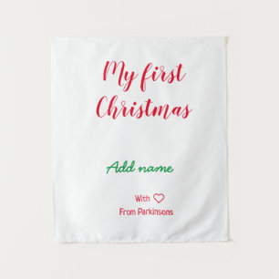 Tapiz Mi primera Navidad añadir nombre de familia con am