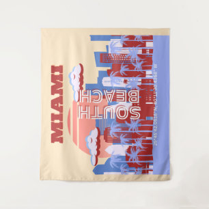 Tapiz Miami Beach, Arte de Viajes de Miami, Retro