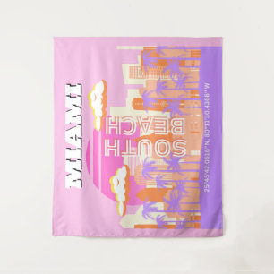 Tapiz Miami Beach, Miami Travel Art, habitación Preppy, 