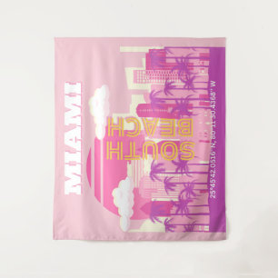 Tapiz Miami Beach, Miami Travel Art, habitación Preppy,
