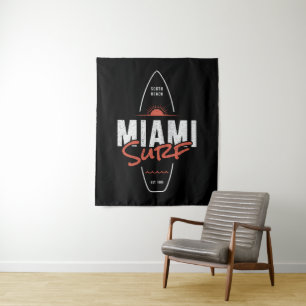 Tapiz Miami Surf – Diseño de tabla de surf vintage con p