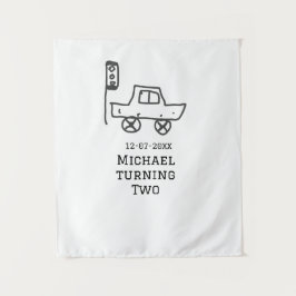 Tapiz Michael cumpliendo dos años coche de juguete semáf