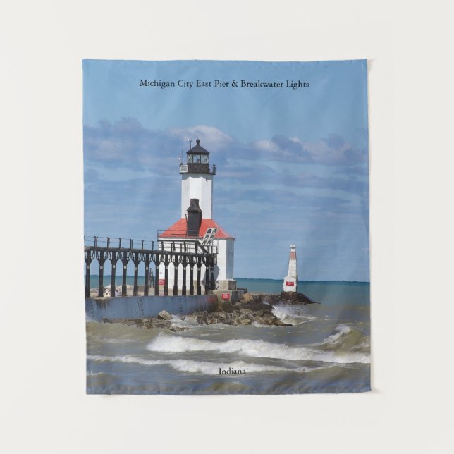 Tapiz Michigan City East Pierhead & Bkw Lights (Anverso)