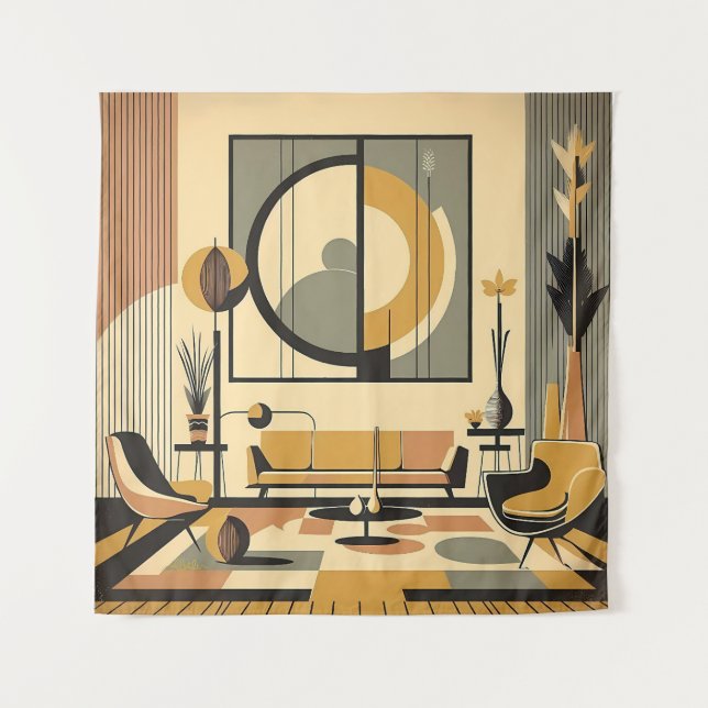 Tapiz Mid Century Interior Design Autumn Hues Livingroom (Anverso)