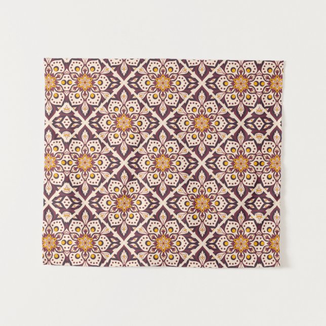 Tapiz Mid-Century Modern Geometric Pattern – Retro Abstr (Anverso (horizontal))