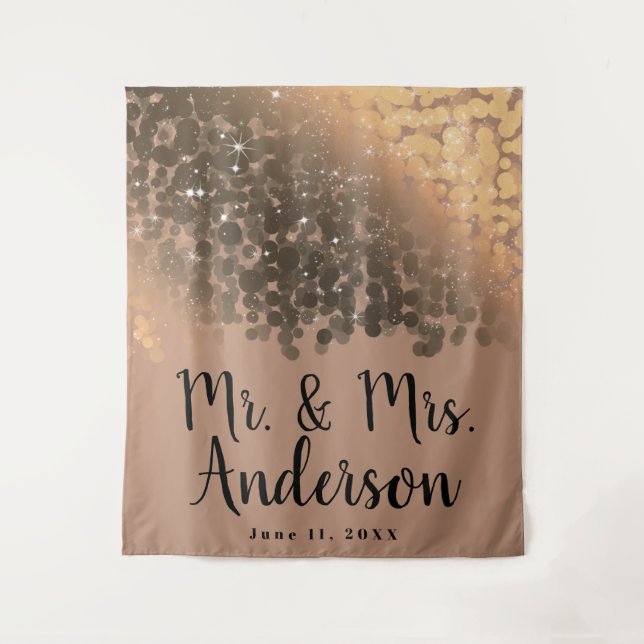 Tapiz Miel Beige Champán Dorado Luces Brillantes (Anverso)