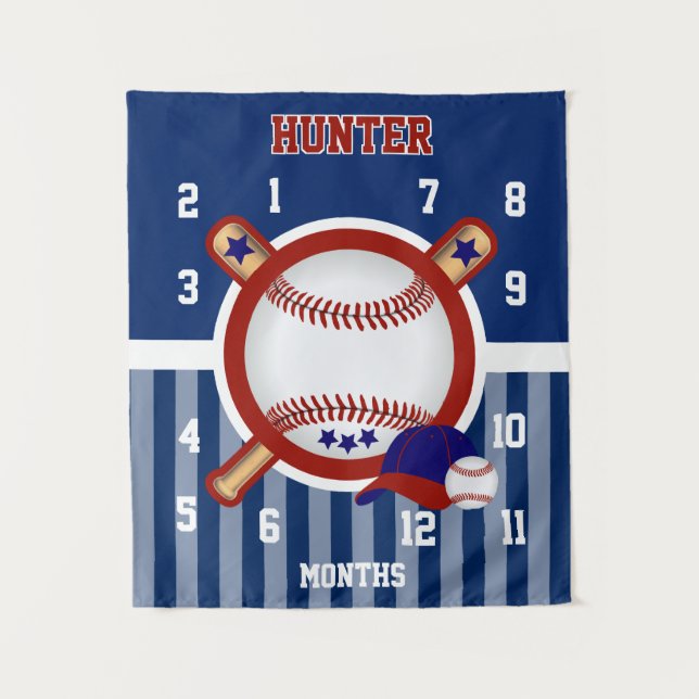 Tapiz Milestone Baby Photo Prop Béisbol ⚾ Deporte (Anverso)