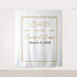 Tapiz Mimimalist Gold Border Wedding Banner