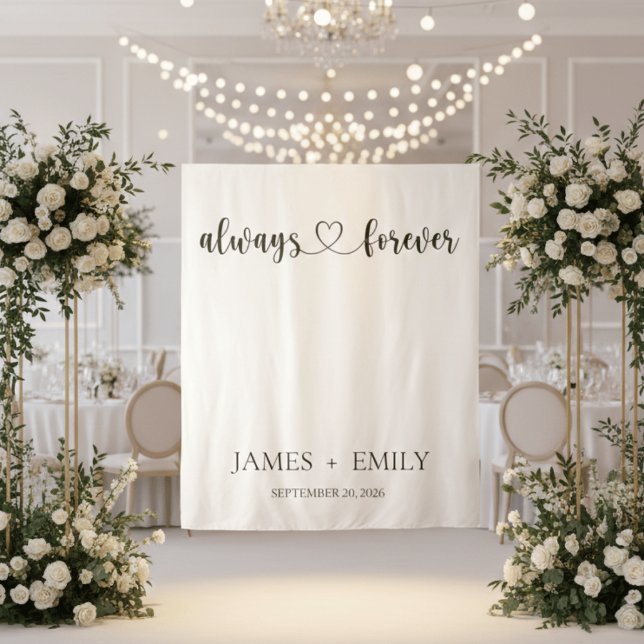 Tapiz Minimalist Always & Forever Wedding Backdrop (Subido por el creador)