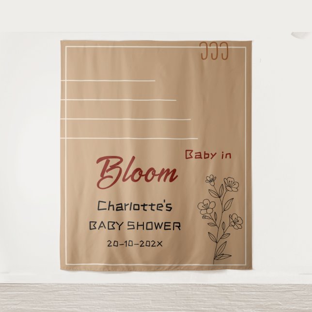 Tapiz Minimalist Baby In Bloom Wildflower Baby Shower (Anverso)
