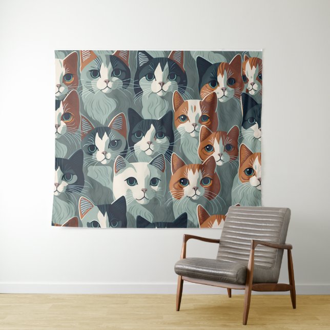 Tapiz Minimalist Cats Collage Wallpaper (In situ (horizontal))
