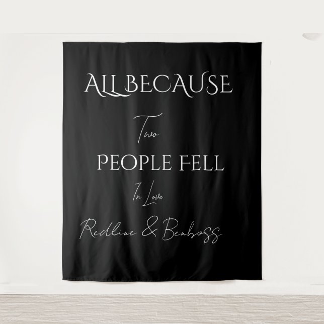 Tapiz Minimalist Elegant Black & White Wedding (Anverso)