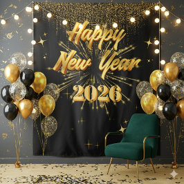 Tapiz Minimalist Gold And Black New Year Backdrop