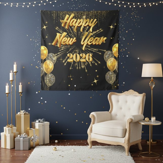Tapiz Minimalist Gold And Black New Year Backdrop (Subido por el creador)