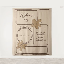 Tapiz Minimalist Style Flower Notes Baby Shower Backdrop
