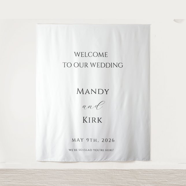 Tapiz Minimalist Wedding Welcome Sign Backdrop Banner (Anverso)
