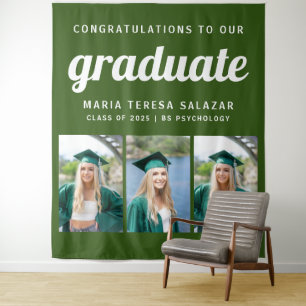 Tapiz Minimalista de Tres Fotos para Graduación   