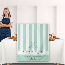 Tapiz Mint French Stripes Bakery Logo Table Runner 