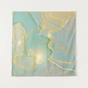 Tapiz Mint Green Gold Marble: Texturado