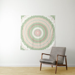 Tapiz Mint Green Pink Mandala