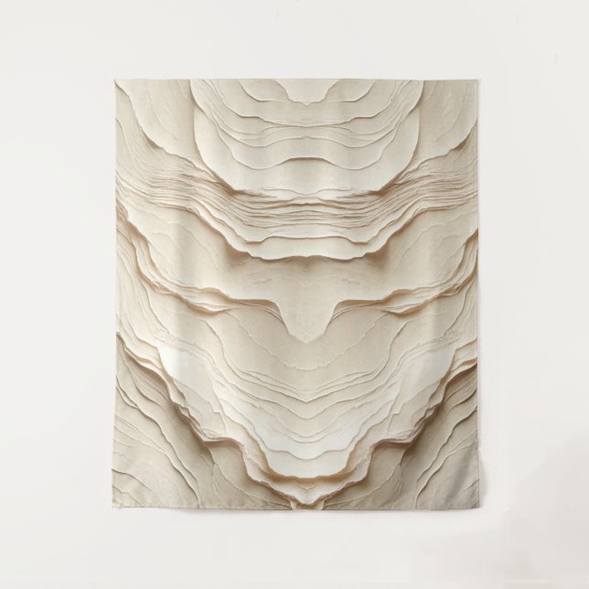 Tapiz Mirada texturizada natural bohemio crema de marfil (Anverso)