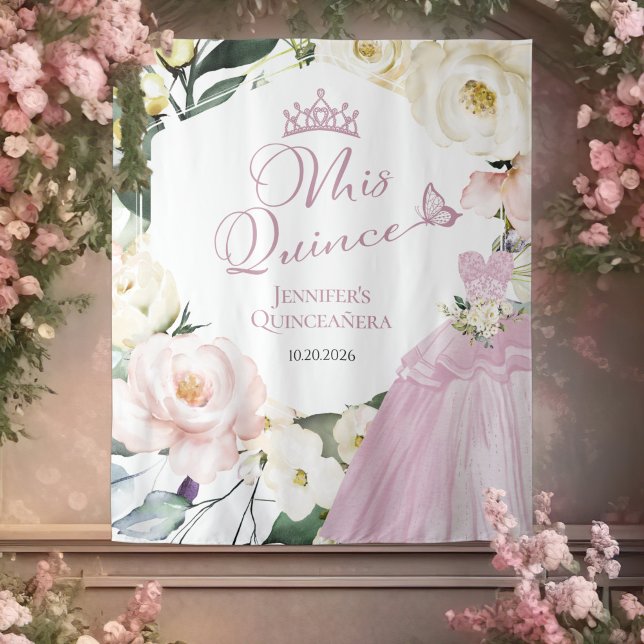 Tapiz Mis Quince | Vestido Floral Quinceañera Backups (Subido por el creador)