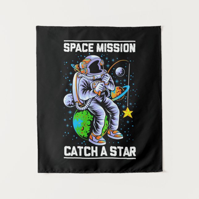 Tapiz Misión espacial de astronauta atrapa una estrella (Anverso)