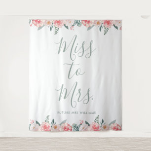 Tapiz Miss a la señora Banner Floral Bridal Shower Prop