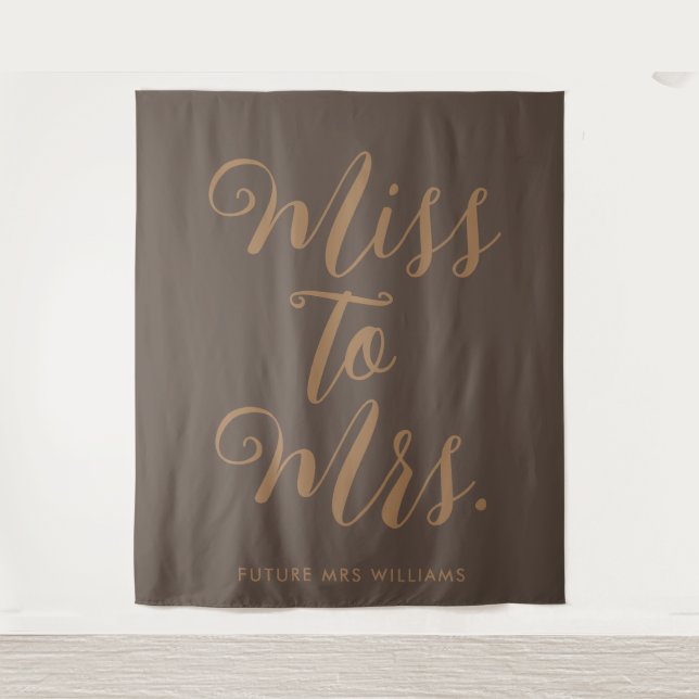 Tapiz Miss a la señora Banner Modern Bridal Shower Prop (Anverso)