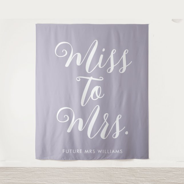 Tapiz Miss a la señora Banner Modern Bridal Shower Prop (Anverso)