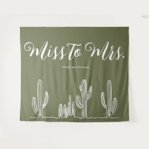 Tapiz Miss a la Sra. Modern Olive Green Cactus Bachelore