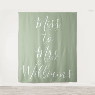Tapiz Miss a Mrs Banner Bridal Shower Backdrop Sage