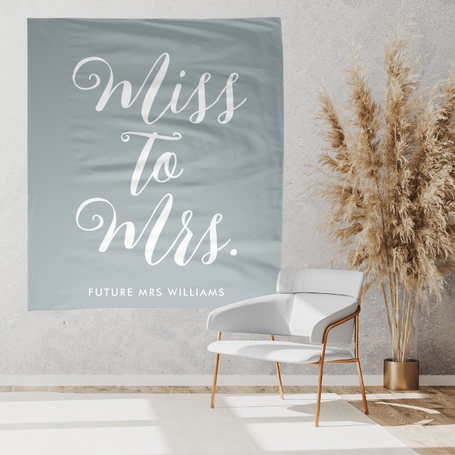 Tapiz Miss a Mrs Banner Modern Bridal Shower Backdrop (Modern miss to mrs bridal shower backdrop is the perfect personalised bridal shower photo booth)