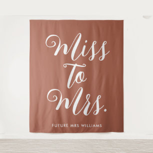 Tapiz Miss a Mrs Banner Modern Bridal Shower Backdrop