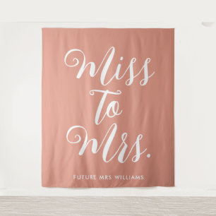 Tapiz Miss a Mrs Banner Modern Bridal Shower Supplied