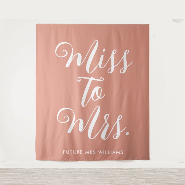 Tapiz Miss a Mrs Banner Modern Bridal Shower Supplied (Anverso)